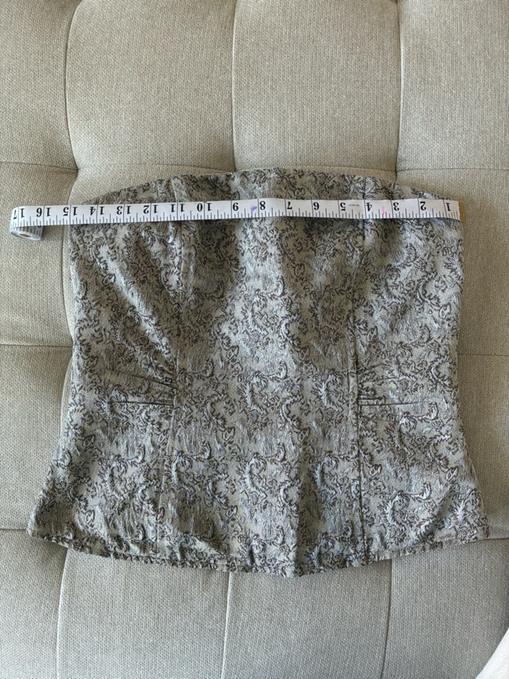 The Limited Silver Gray Strapless Jacquard Bustier Top